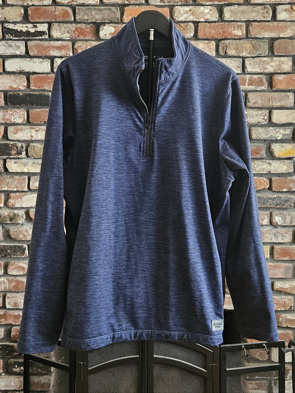 Abercrombie & Fitch Navy Heather Quarter-Zip Pullover